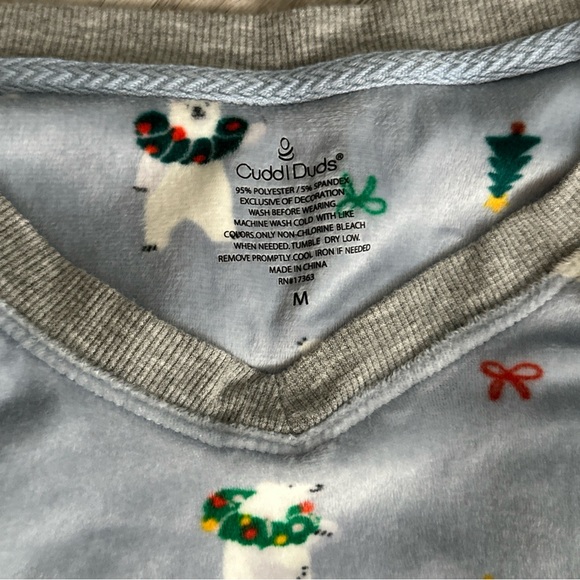 Cuddl Duds size MEDIUM women fleece pajama set. Polar bear Christmas - Picture 3 of 8
